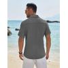 imageCOOFANDY Mens Casual Button Down Shirt Short Sleeve Textured Shirt Summer Beach Vacation Shirts with PocketGray