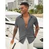 imageCOOFANDY Mens Casual Button Down Shirt Short Sleeve Textured Shirt Summer Beach Vacation Shirts with PocketGray