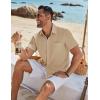 imageCOOFANDY Mens Casual Button Down Shirt Short Sleeve Textured Shirt Summer Beach Vacation Shirts with PocketKhaki