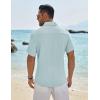 imageCOOFANDY Mens Casual Button Down Shirt Short Sleeve Textured Shirt Summer Beach Vacation Shirts with PocketLight Blue