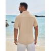 imageCOOFANDY Mens Casual Button Down Shirt Short Sleeve Textured Shirt Summer Beach Vacation Shirts with PocketLight Khaki