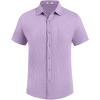 imageCOOFANDY Mens Casual Button Down Shirt Short Sleeve Textured Shirt Summer Beach Vacation Shirts with PocketLight Purple