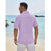 imageCOOFANDY Mens Casual Button Down Shirt Short Sleeve Textured Shirt Summer Beach Vacation Shirts with PocketLight Purple