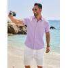 imageCOOFANDY Mens Casual Button Down Shirt Short Sleeve Textured Shirt Summer Beach Vacation Shirts with PocketLight Purple