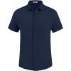 imageCOOFANDY Mens Casual Button Down Shirt Short Sleeve Textured Shirt Summer Beach Vacation Shirts with PocketNavy Blue