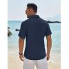 imageCOOFANDY Mens Casual Button Down Shirt Short Sleeve Textured Shirt Summer Beach Vacation Shirts with PocketNavy Blue