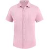 imageCOOFANDY Mens Casual Button Down Shirt Short Sleeve Textured Shirt Summer Beach Vacation Shirts with PocketPink