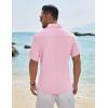 imageCOOFANDY Mens Casual Button Down Shirt Short Sleeve Textured Shirt Summer Beach Vacation Shirts with PocketPink