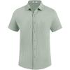 imageCOOFANDY Mens Casual Button Down Shirt Short Sleeve Textured Shirt Summer Beach Vacation Shirts with PocketSage Green