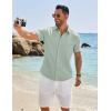 imageCOOFANDY Mens Casual Button Down Shirt Short Sleeve Textured Shirt Summer Beach Vacation Shirts with PocketSage Green