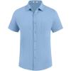 imageCOOFANDY Mens Casual Button Down Shirt Short Sleeve Textured Shirt Summer Beach Vacation Shirts with PocketSky Blue