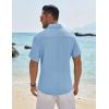 imageCOOFANDY Mens Casual Button Down Shirt Short Sleeve Textured Shirt Summer Beach Vacation Shirts with PocketSky Blue