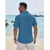 imageCOOFANDY Mens Casual Button Down Shirt Short Sleeve Textured Shirt Summer Beach Vacation Shirts with PocketTeal