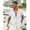 imageCOOFANDY Mens Casual Button Down Shirt Short Sleeve Textured Shirt Summer Beach Vacation Shirts with PocketWhite