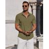 imageCOOFANDY Mens Casual Button Down Shirts Short Sleeve Summer Beach Shirt Fashion Vacation Wedding ShirtsArmy Green