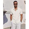 imageCOOFANDY Mens Casual Button Down Shirts Short Sleeve Summer Beach Shirt Fashion Vacation Wedding ShirtsBeige