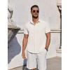 imageCOOFANDY Mens Casual Button Down Shirts Short Sleeve Summer Beach Shirt Fashion Vacation Wedding ShirtsBeige