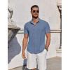 imageCOOFANDY Mens Casual Button Down Shirts Short Sleeve Summer Beach Shirt Fashion Vacation Wedding ShirtsBlue