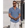 imageCOOFANDY Mens Casual Button Down Shirts Short Sleeve Summer Beach Shirt Fashion Vacation Wedding ShirtsBlue