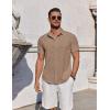 imageCOOFANDY Mens Casual Button Down Shirts Short Sleeve Summer Beach Shirt Fashion Vacation Wedding ShirtsCamel