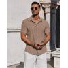 imageCOOFANDY Mens Casual Button Down Shirts Short Sleeve Summer Beach Shirt Fashion Vacation Wedding ShirtsCamel