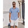 imageCOOFANDY Mens Casual Button Down Shirts Short Sleeve Summer Beach Shirt Fashion Vacation Wedding ShirtsClear Blue