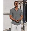 imageCOOFANDY Mens Casual Button Down Shirts Short Sleeve Summer Beach Shirt Fashion Vacation Wedding ShirtsGrey