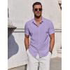 imageCOOFANDY Mens Casual Button Down Shirts Short Sleeve Summer Beach Shirt Fashion Vacation Wedding ShirtsLavender