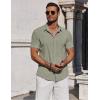 imageCOOFANDY Mens Casual Button Down Shirts Short Sleeve Summer Beach Shirt Fashion Vacation Wedding ShirtsLight Green
