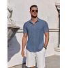 imageCOOFANDY Mens Casual Button Down Shirts Short Sleeve Summer Beach Shirt Fashion Vacation Wedding ShirtsNavy