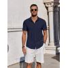 imageCOOFANDY Mens Casual Button Down Shirts Short Sleeve Summer Beach Shirt Fashion Vacation Wedding ShirtsNavy Blue