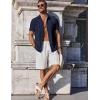 imageCOOFANDY Mens Casual Button Down Shirts Short Sleeve Summer Beach Shirt Fashion Vacation Wedding ShirtsNavy Blue