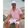 imageCOOFANDY Mens Casual Button Down Shirts Short Sleeve Summer Beach Shirt Fashion Vacation Wedding ShirtsPink