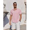 imageCOOFANDY Mens Casual Button Down Shirts Short Sleeve Summer Beach Shirt Fashion Vacation Wedding ShirtsPink