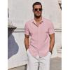 imageCOOFANDY Mens Casual Button Down Shirts Short Sleeve Summer Beach Shirt Fashion Vacation Wedding ShirtsPink