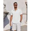 imageCOOFANDY Mens Casual Button Down Shirts Short Sleeve Summer Beach Shirt Fashion Vacation Wedding ShirtsWhite
