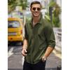 imageCOOFANDY Mens Casual Shirt Long Sleeve Casual Button Down Shirt for Men Summer Beach Wedding ShirtArmy Green