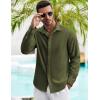 imageCOOFANDY Mens Casual Shirt Long Sleeve Casual Button Down Shirt for Men Summer Beach Wedding ShirtArmy Green