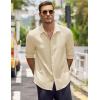 imageCOOFANDY Mens Casual Shirt Long Sleeve Casual Button Down Shirt for Men Summer Beach Wedding ShirtBeige