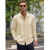 imageCOOFANDY Mens Casual Shirt Long Sleeve Casual Button Down Shirt for Men Summer Beach Wedding ShirtBeige