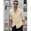 imageCOOFANDY Mens Casual Shirt Long Sleeve Casual Button Down Shirt for Men Summer Beach Wedding ShirtBeige