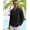 imageCOOFANDY Mens Casual Shirt Long Sleeve Casual Button Down Shirt for Men Summer Beach Wedding ShirtBlack