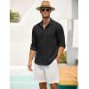 imageCOOFANDY Mens Casual Shirt Long Sleeve Casual Button Down Shirt for Men Summer Beach Wedding ShirtBlack