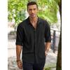 imageCOOFANDY Mens Casual Shirt Long Sleeve Casual Button Down Shirt for Men Summer Beach Wedding ShirtBlack
