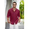 imageCOOFANDY Mens Casual Shirt Long Sleeve Casual Button Down Shirt for Men Summer Beach Wedding ShirtBurgundy
