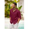 imageCOOFANDY Mens Casual Shirt Long Sleeve Casual Button Down Shirt for Men Summer Beach Wedding ShirtBurgundy