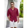 imageCOOFANDY Mens Casual Shirt Long Sleeve Casual Button Down Shirt for Men Summer Beach Wedding ShirtBurgundy
