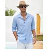 imageCOOFANDY Mens Casual Shirt Long Sleeve Casual Button Down Shirt for Men Summer Beach Wedding ShirtClear Blue
