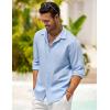 imageCOOFANDY Mens Casual Shirt Long Sleeve Casual Button Down Shirt for Men Summer Beach Wedding ShirtClear Blue