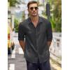 imageCOOFANDY Mens Casual Shirt Long Sleeve Casual Button Down Shirt for Men Summer Beach Wedding ShirtDark Gray